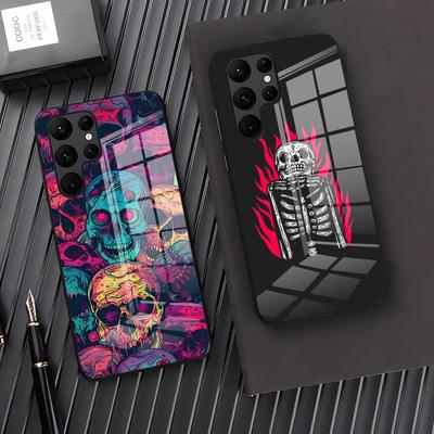 Spooky Skull Patterns Phone Case For Samsung S26 S25 Plus S20 S20 Plus S22 Ultra S23 FE S21 Plus S21 Ultra Glass Cover