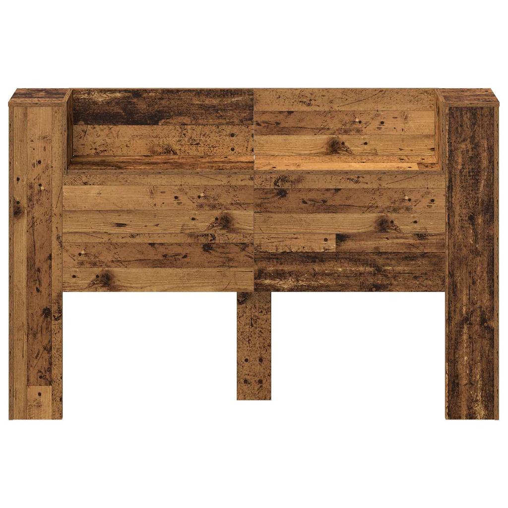 Storage Headboard with LED Reclaimed Wood Look 160 cm Engineered Wood