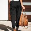 Damen Frühling Einfarbig Mittelhoch Taille Arbeitshose Lässig zum Schnüren Leicht Elastische Hose