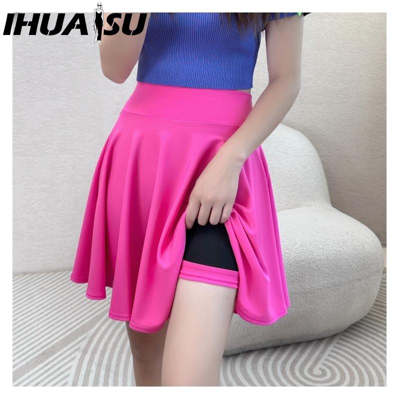 Fashion 16 Ihuasu Color Womens Casual Solid Color Print Summer Spring Skirt