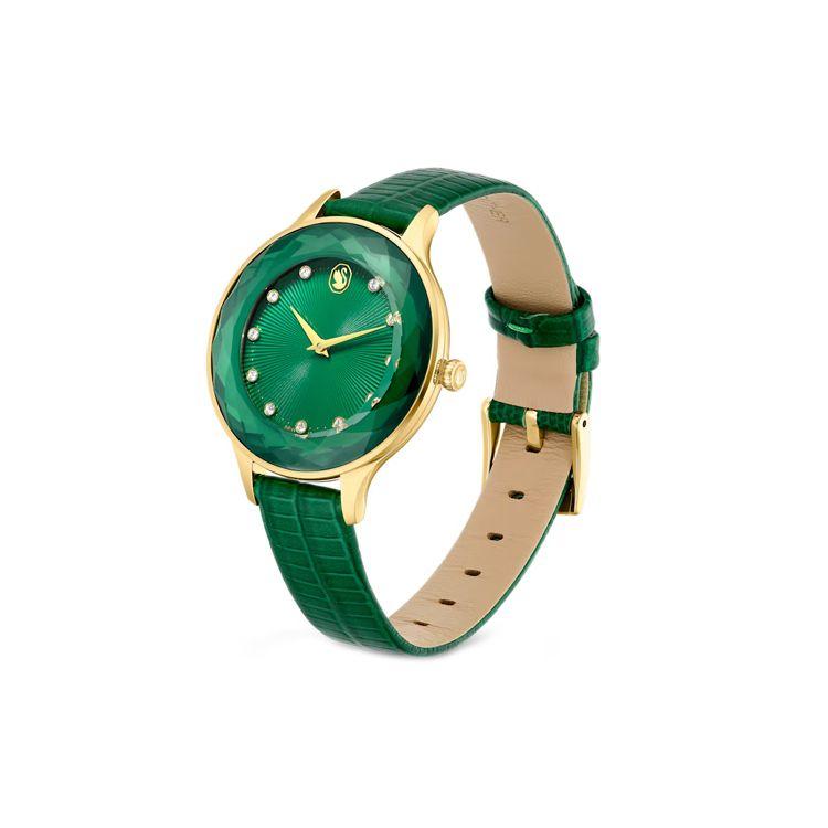 Swarovski 50M Waterproof Quartz Movement Leather Strap Watch 33Mm Women watches Green 5650005