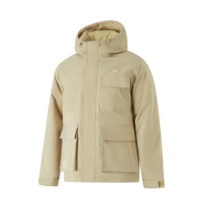 Sportlicher Trend Serie Colorblock Lässig Bequem Kältebeständig Winter Warm Dopamin Kurze Daunenjacke Herren Jacke Milch-Khaki AYMU363-3