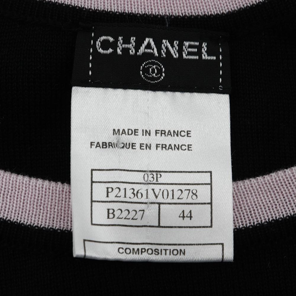 Chanel Sports Line Short Sleeve Shirt P21361V01278 Summer Knit Black / Pink Cotton Women Used