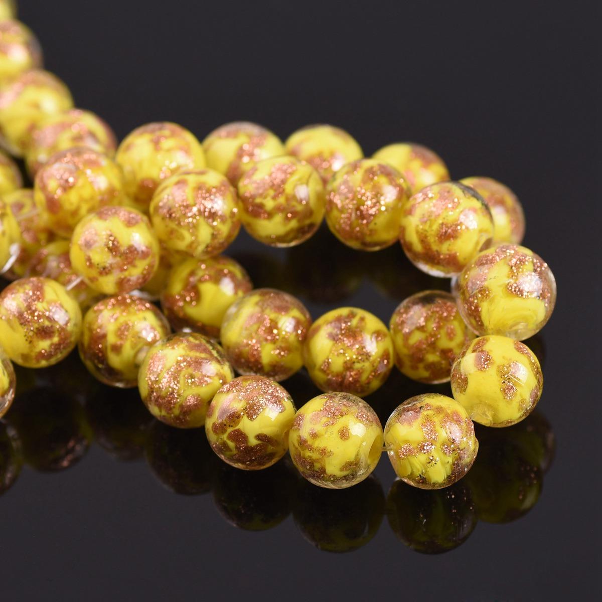 

10 шт. Круглые 8 мм 10 мм 12 мм Фольгированные Лэмпворк Стеклянные Свободные Бусины для DIY Поделок Ювелирных Изделий Браслетов Аксессуары 8mm-10pcs