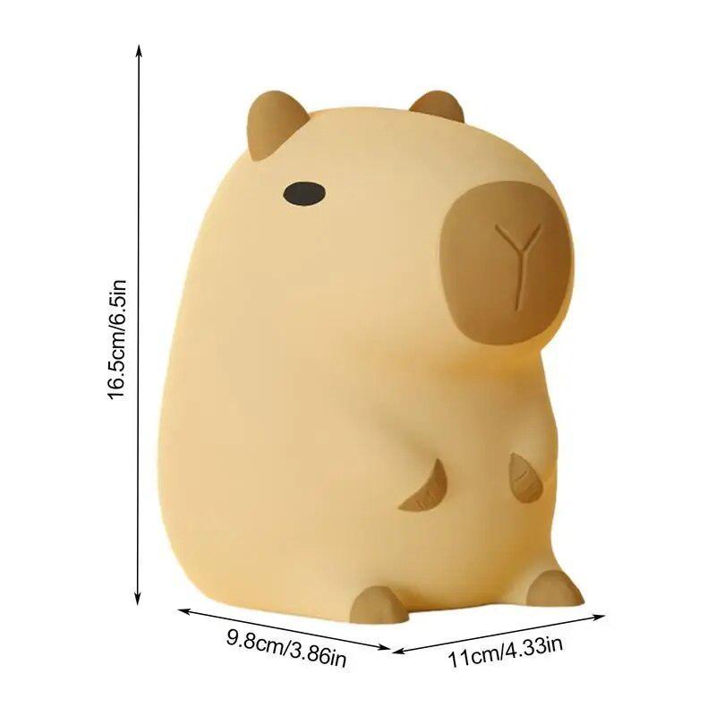 Populær 2024 tegneserie Capybara Silikon Nattlys USB Oppladbar Timing Dimming Sleep Nattlampe for barnerom Søt dekor