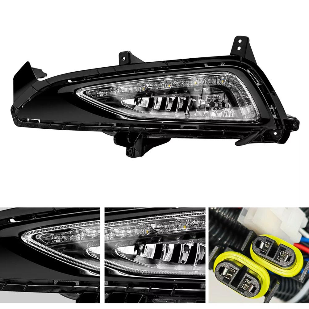 1 Pair LED DRL Daytime Running Lights Compatible For Tucson Models 2016-2018, Front Bumper Fog Lamps, Dual Color Automobile Driving Lights Replacement