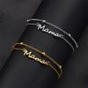 Simple Letter Mama Charm Bracelet for Women Metal 3 Colors Double Layer Chain Bangle Fashion Zircon Mother Day Wrist Gift