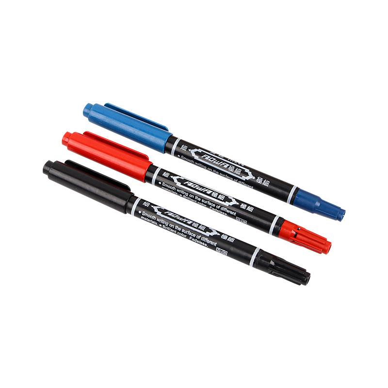 10Pcs/Set Double Sided Permanent Markers Pens Fine Point Waterproof Ink Thin Nib Crude Nib Black Ink School Supplies Markers Pen