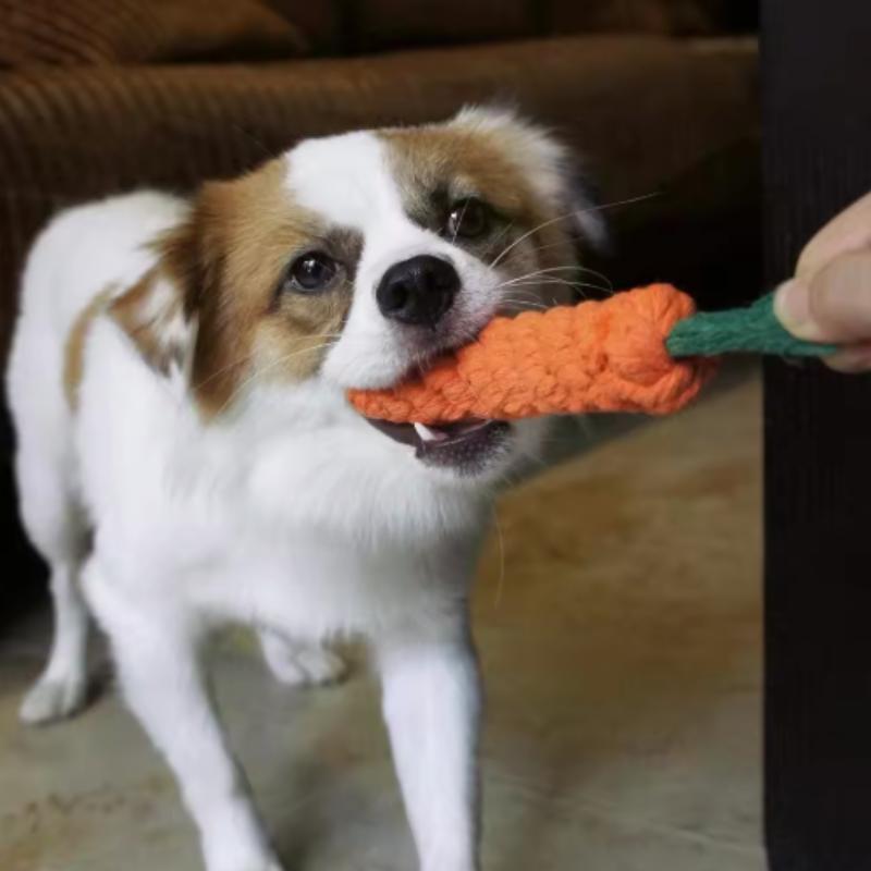 Cotton Rope Weaving Carrot Pet Toy for Puppies - Durable Wear & Bite Resistance Boredom Relief Dog Toy