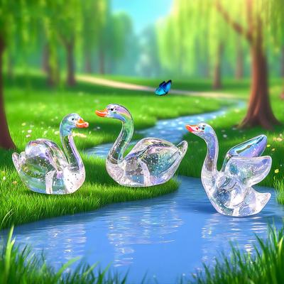 4 Stück Mini-Schwanfigur Miniatur Klarer Harz-Schwan Tierverzierung für Feengarten Mooslandschaft DIY Terrarium Bastelzubehör