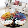 Colorful Tree Round Area Rug,Carpet Rug for Living Room Bedroom Sofa Playroom Decor,Non-slip Floor Mat