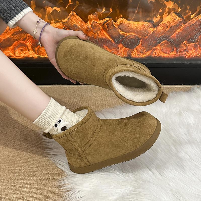 Snow boots cotton shoes new winter velvet thickened northeast lamb wool thick-soled non-slip cotton shoes women's small short boots