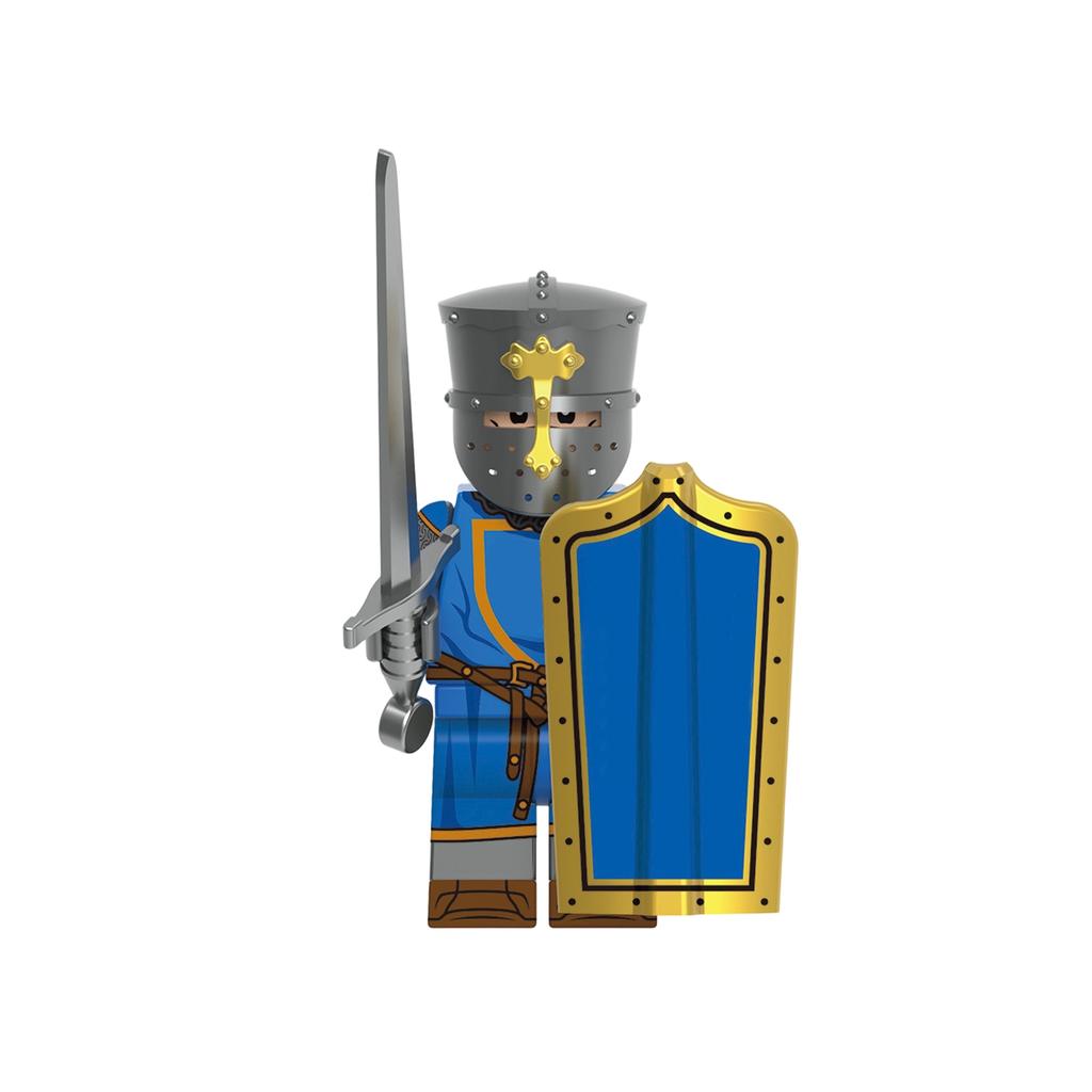Medieval Knight Assembly Building Block Figure with Sword and Shield Compatible Construction Toy for Creative Play and Collection