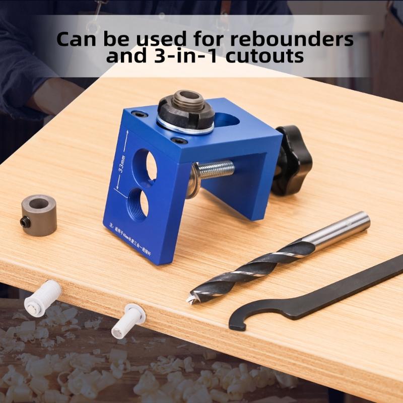 3 In 1 Adjustable Woodworking Doweling Jig Pocket Hole Jig Drilling Guide Locators Hole Puncher Tool for Furniture