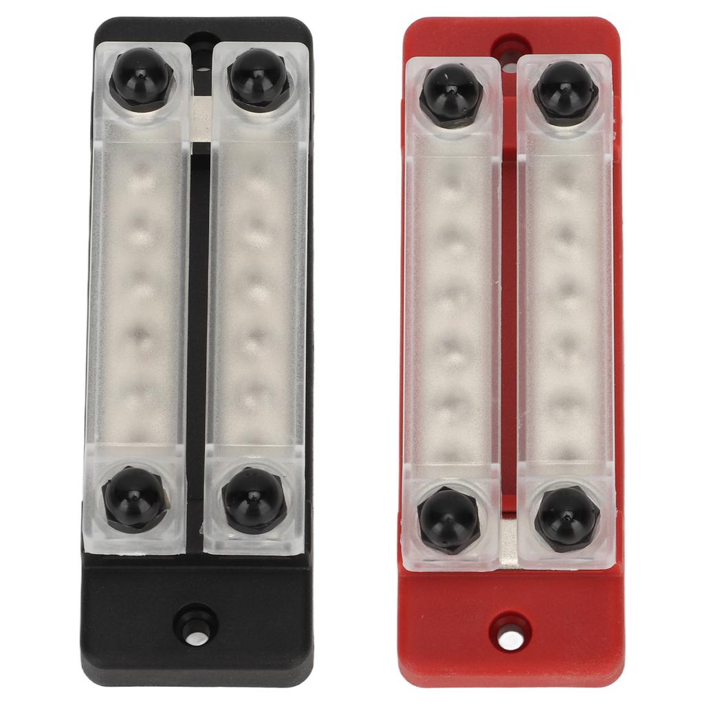 2Pcs Power Distribution Block Black Red 12‑48V 150A Dual Row 6 Terminal Bus Bar for Cars RVs Boats Yachts Trucks