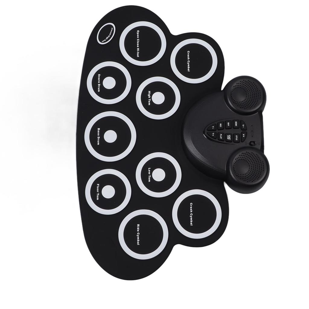 Elektronisches Roll-Up-Schlagzeug Doppelhorn Wiederaufladbar Faltbares Elektrisches Übungsschlagzeug für Kinder