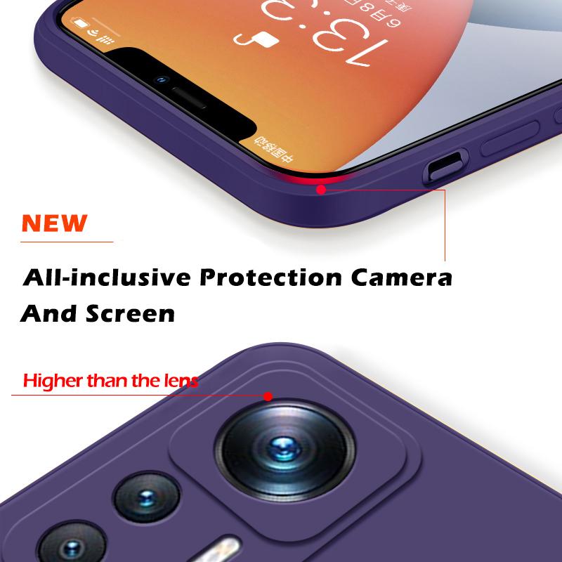 For For Xiaomi 12T Pro Case Square Liquid Silicone Camera Lens Protector Soft Cover For Xiaomi Mi 12T 12 T Pro Mi12t Pro Phone Cases
