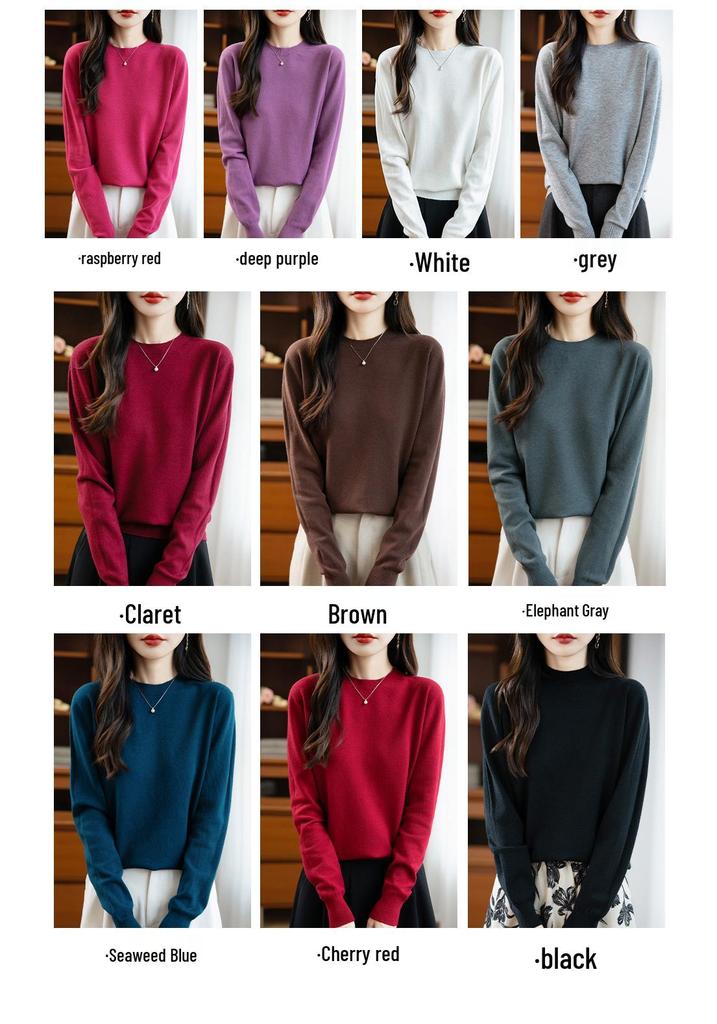 Women's Seamless Wool Cashmere Pullover Sweater - Round Neck, Loose Fit, Popular Seller for Spring, Autumn, & Winter.