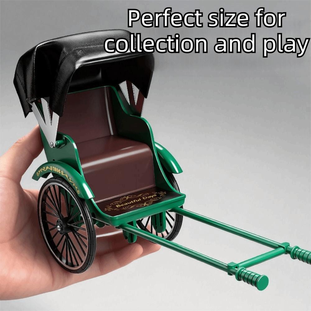 Vintage Classic DIY Rickshaw Toy 1:10 Simulation Rickshaw Human-Powered Rickshaw Model  Collections