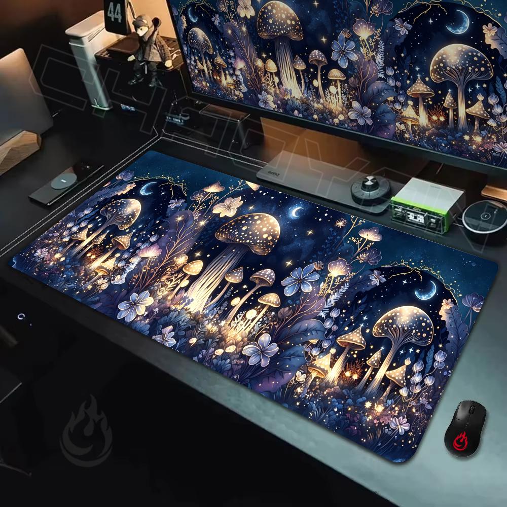 Starry Mushroom Forest Mouse Pad Large Computer Office Game Table Mats Rubber Antislip Xxl Mouse Mat Hdp Long Desk Pads
