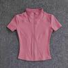 Camiseta de Yoga de Verano con Cremallera para Mujer - Manga Corta, Ajuste Ceñido, Ideal para Correr, Pilates y Fitness