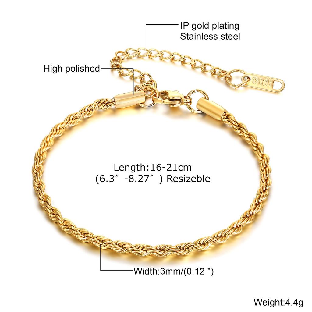 Women's Versatile Twist Chain Bracelet - Stackable and Stylish for Daily Wear