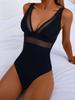 2026 Stylish Deep V One-Piece Swimsuit: Slimming Sexy Swimwear In Solid Colors