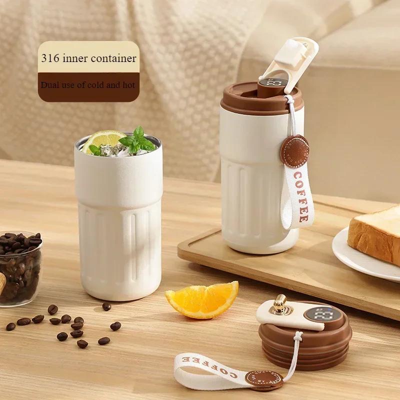 Thermal Mug Thermos Bottle Smart Display Temperature 316 Stainless Steel Vacuum Cup Office Coffee Cup Business Portable 450ml
