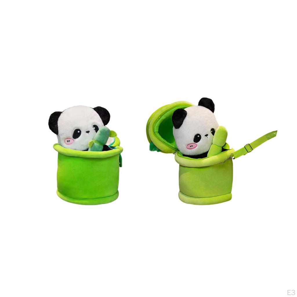 Cute Bamboo Tube Panda IS Hiding in Box Cuddly Hugging Soft Plush Pillow Doll Toys for Girlfriend