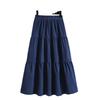 2024 Spring Solid Color Spliced Midi Skirt: Versatile, High Waist, Slimming, Plus Size Option