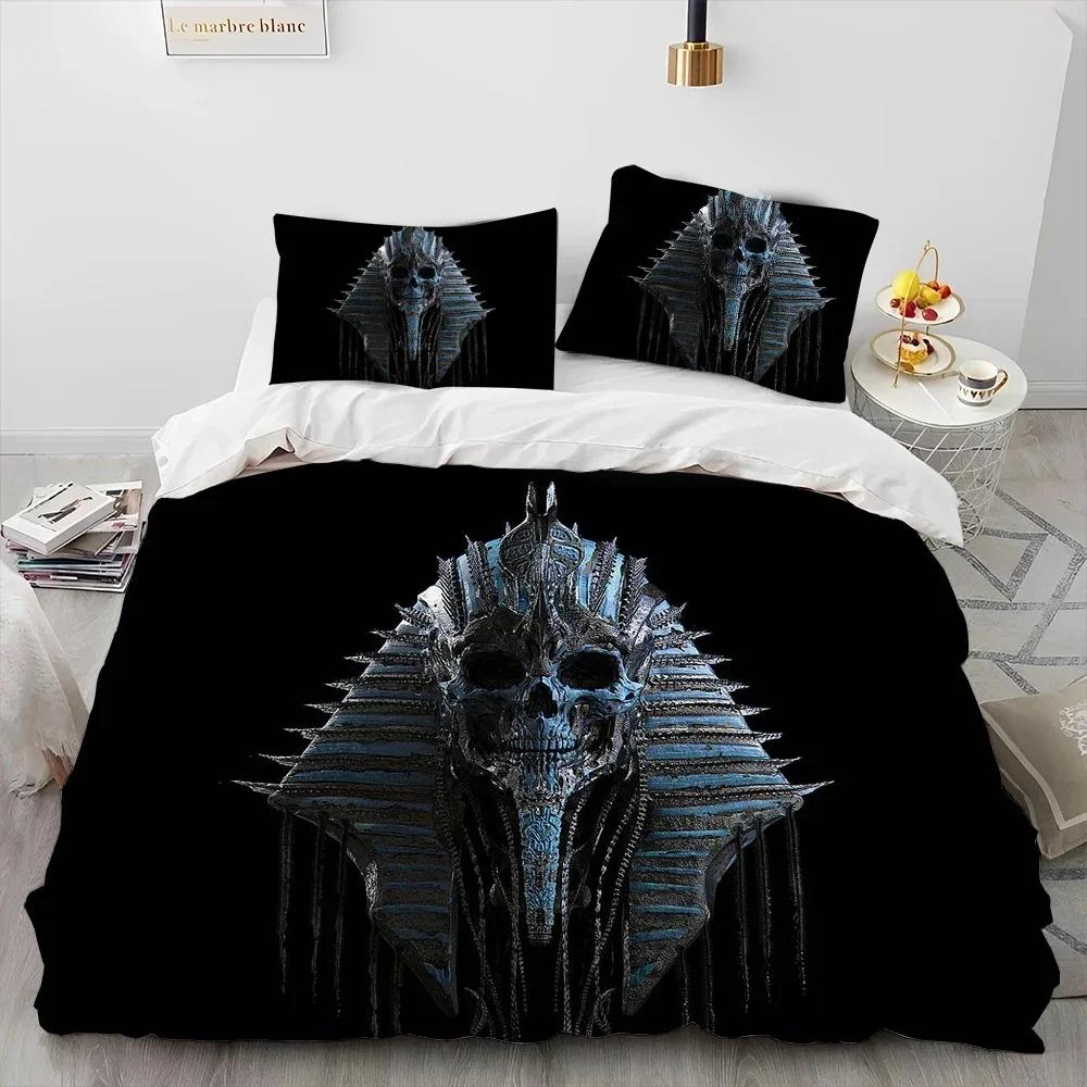 Egyptian Mythology Pharaoh Hieroglyphics Comfortable Duvet Cover Pillowcase Bedding Set Children Bedroom Decoration Home Textile