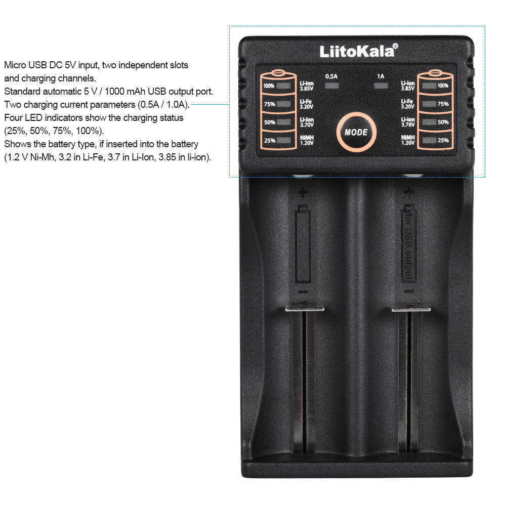 Liitokala Lii-202 1.2V/3.7V/3.2V/3.85V AA/AAA için Akıllı Pil Şarj Cihazı