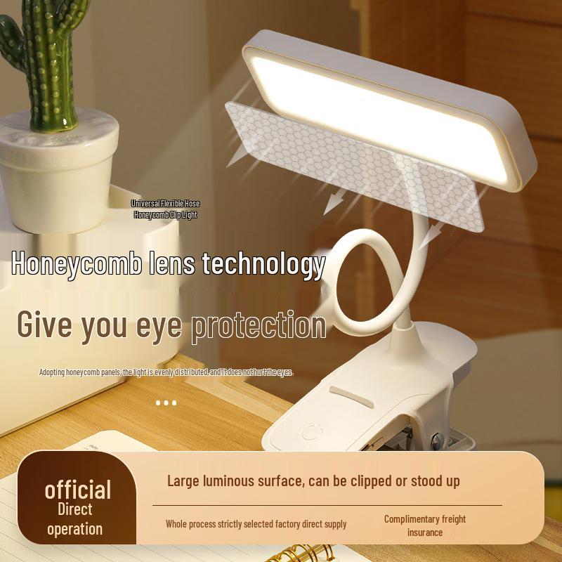 Dual Power LED Clip-on Desk Lamp for Study, Dorms, Kids & Reading - Bedside, Plug-in or Battery Use