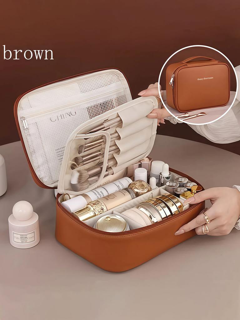 1 Stück Herbst und Winter neue freie Facheinteilung Kosmetik Aufbewahrungstasche, großes Fassungsvermögen, hochwertiges Gefühl, tragbarer Reisekosmetikkoffer