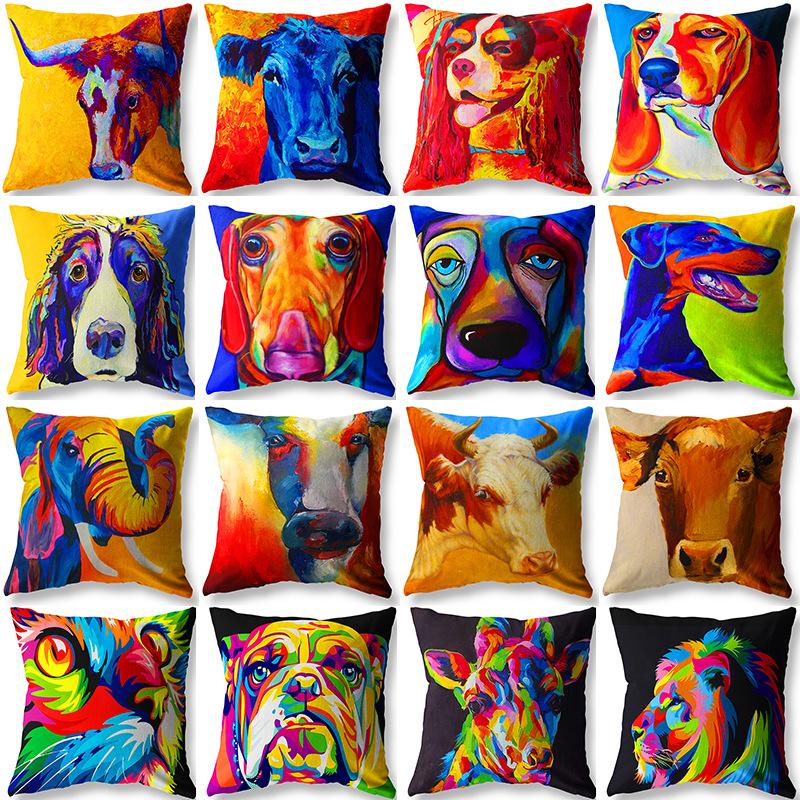 

Диванная подушка Животное Масляная живопись Наволочка Цифровая печать Подушка Домашний декор Абстрактное искусство Подушка