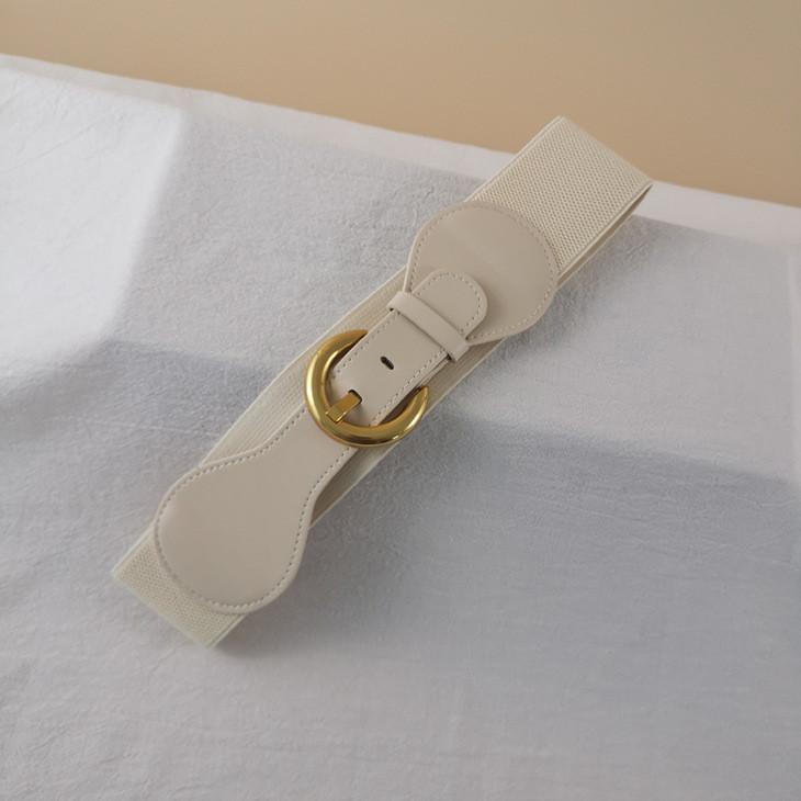 Minimalist Black Leather Look Waist Belt For Casual Dresses With Metal Closure