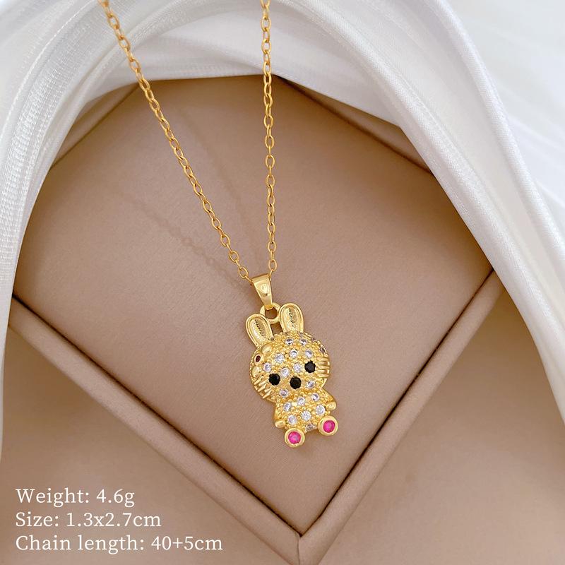 Mickey Head Heavy Industry Necklace Women'S Copper Micro-Inlaid Real Gold Electroplating Delicate Clavicle Chain Neck Chain