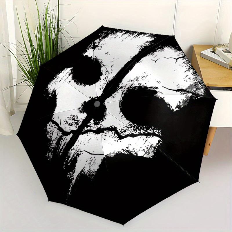 1pc Skull Automatic Opening/closing Umbrella, Foldable Sunshade, Perfect Gift for Friends, Durable Plastic Handle yy250808063