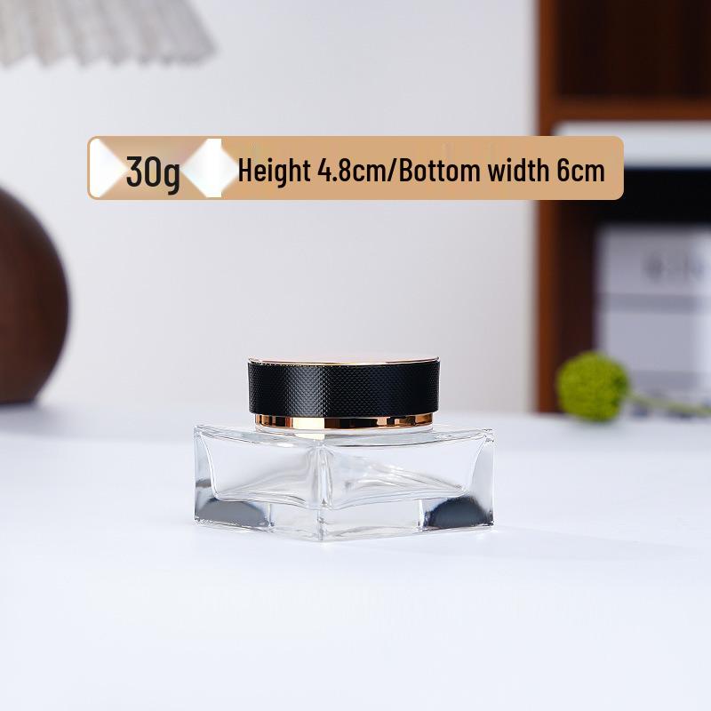 Black Glass Square Bottle Set for Lotion, Cream, Cosmetic, Serum, Toner & Sample Dispensing