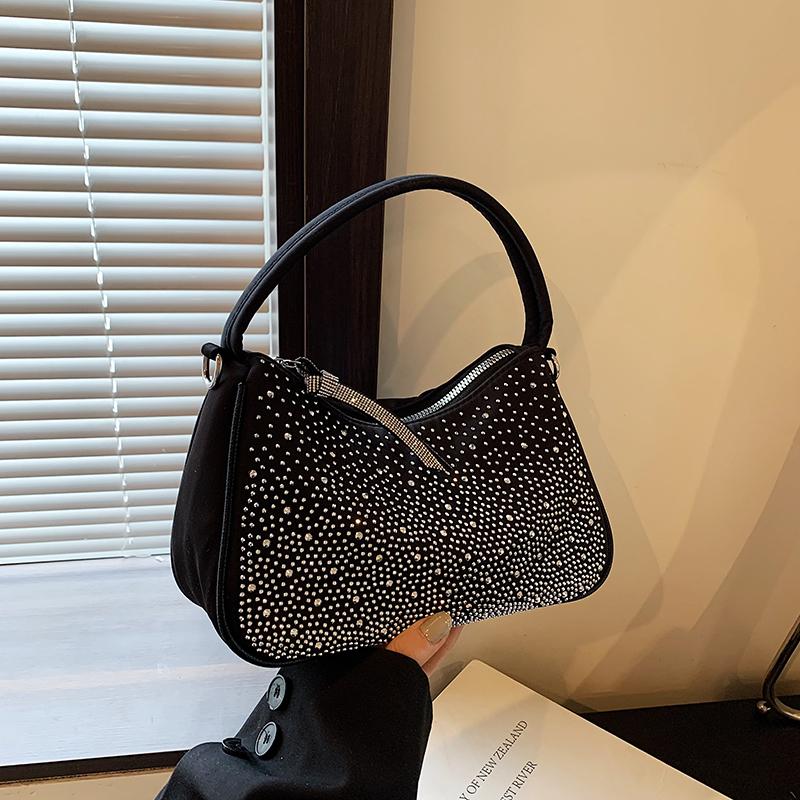 

Высококачественная текстурированная сумка через плечо со стразами для женщин, черная модная нейлоновая сумка для поездок на работу, женские сумки через плечо