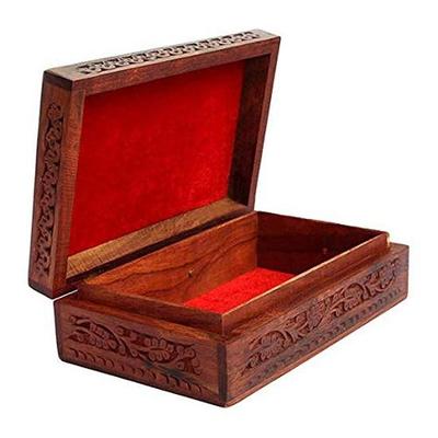Wooden Carved  Jewelry Box Decorative Handmade Case Jewelry Box Set