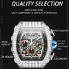 Men's Fashion Full Diamond Automatic Luminous Mechanical Watch Multi Functional Three Eye Calendar Dial Sports Watch