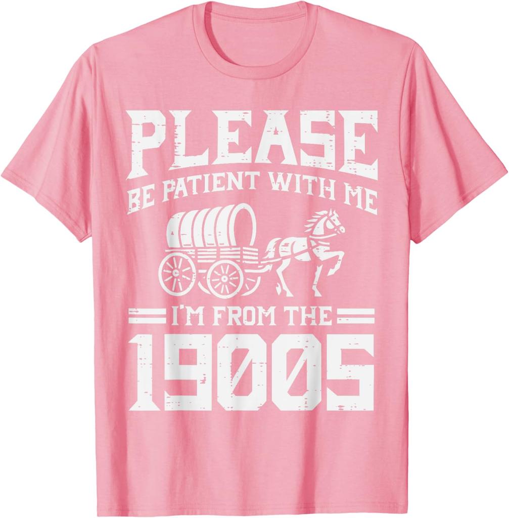 1900s Wagon Horse Vintage Funny Slogan Graphic Tee Casual Cotton Short Sleeve TShirt for Men