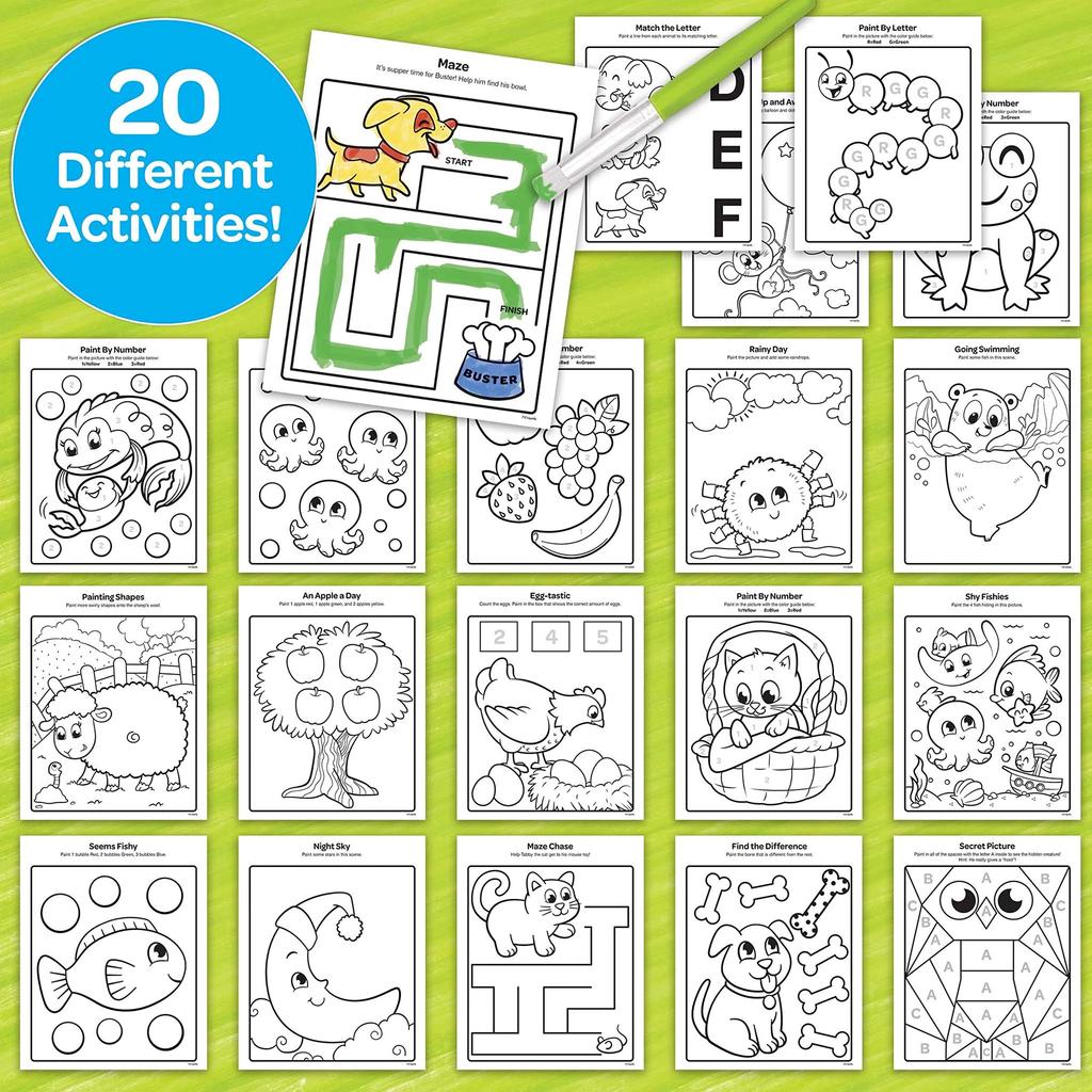 Crayola 811495 Genuine Coloring Book 4 Coloring 20 No Water Required Set, Colors, Sheets, Sheets,