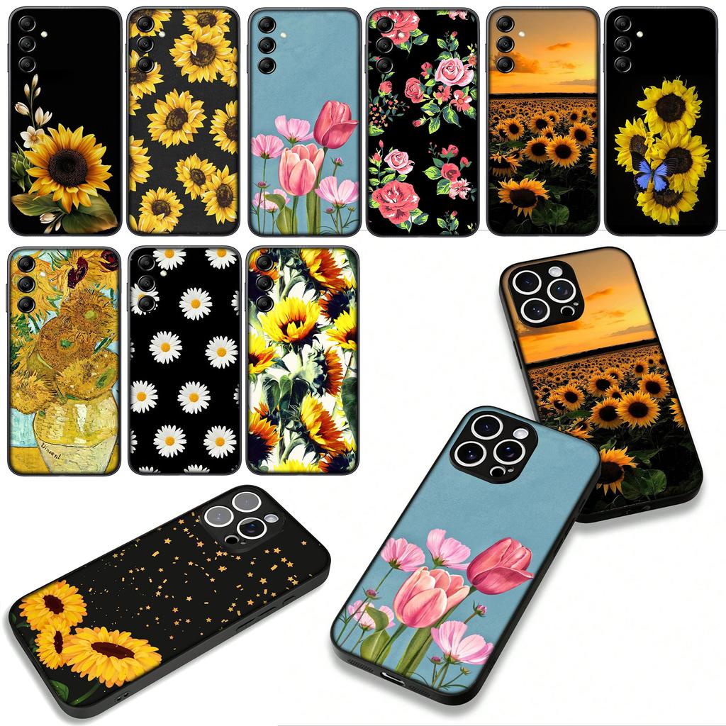 Cover for Xiaomi Redmi Note 14 12 13 ProPlus A4 A3 Pro Plus 12C 13C 14C 5G Casing Phone Case Sunflower Flower Painted Yellow