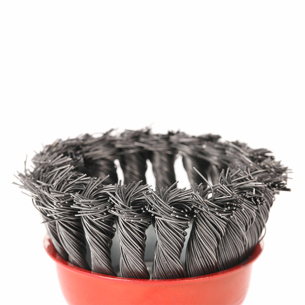 75mm 3 Inch Crimped Wire Cup Brush Knotted Cup Brush with Steel Wire for Angle Grinder Maximum 12500rpm for Rust Paint