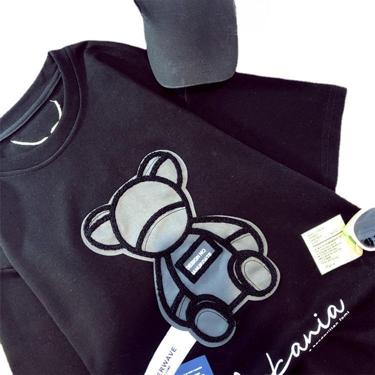 Dámská trička Harajuku Girls Plus Oversize Tops Výstřih do O Krátké rukávy Volné Letní tričko Výšivka Medvídek Trička