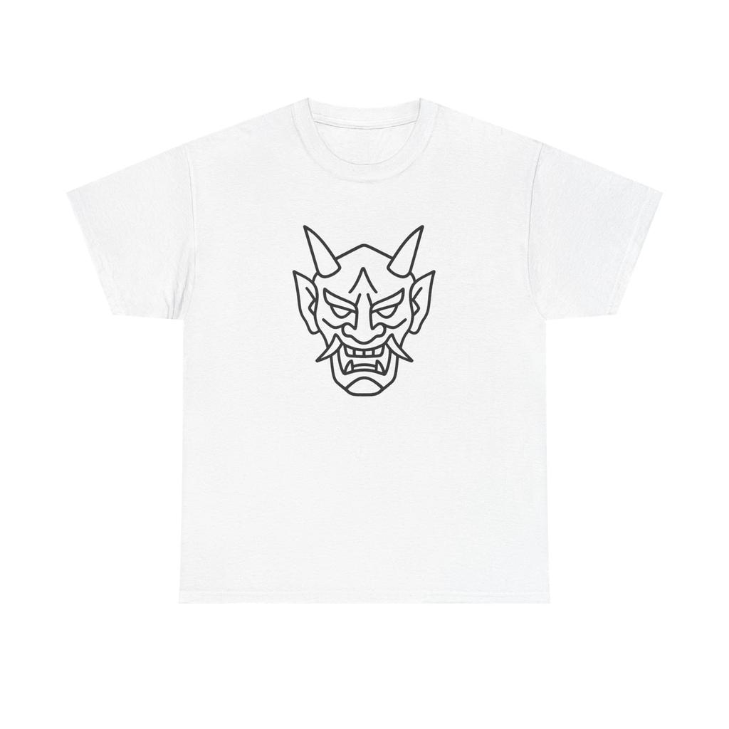 Unisex Adult T Shirt Single Line Oni Mask Art