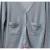 Womens V-Neck Striped Knit Cardigan Loose Fit Lightweight College Style Open Front Sweater