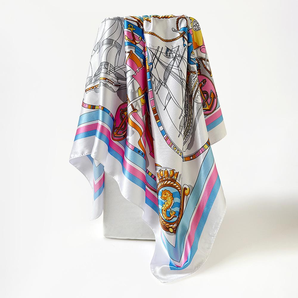 Foreign trade printed headscarf 2025 new imitation silk scarf scarf summer shawl with high-end 90 square scarves 90*90